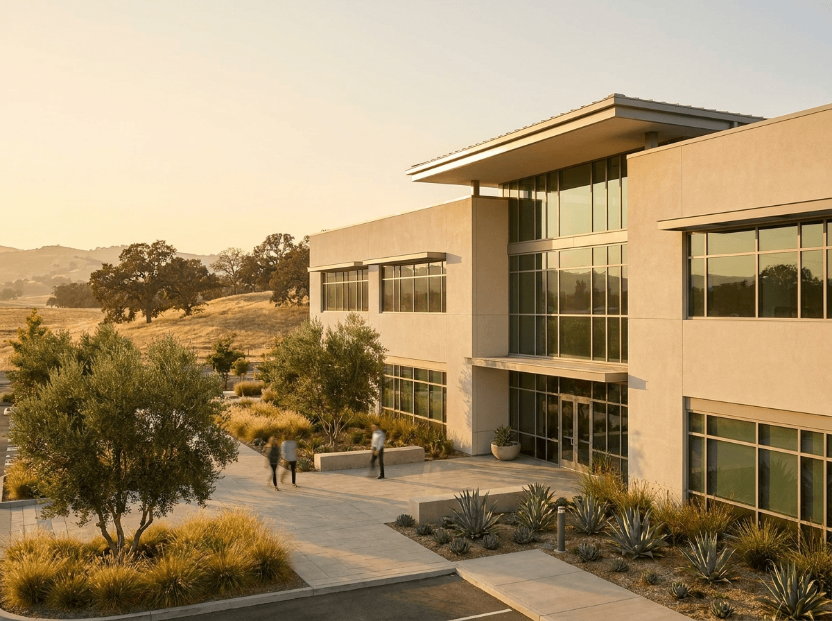 Modern commercial building restored and open for business